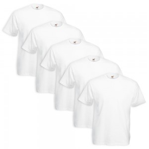Set 5 Pezzi T-Shirt FRUIT OF THE LOOM 100 % Cotone Tg S M L XL XXL