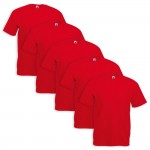 Set 5 Pezzi T-Shirt FRUIT OF THE LOOM 100 % Cotone Tg S M L XL XXL rosso red