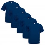 Set 5 Pezzi T-Shirt FRUIT OF THE LOOM 100 % Cotone Tg S M L XL XXL nero blu navy