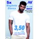5x magliette bianco XS-XXL cotone 150 gr/mq regular fit premium
