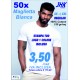 50x magliette bianco XS-XXL cotone 150 gr/mq regular fit premium incluso stampa a 1 colore